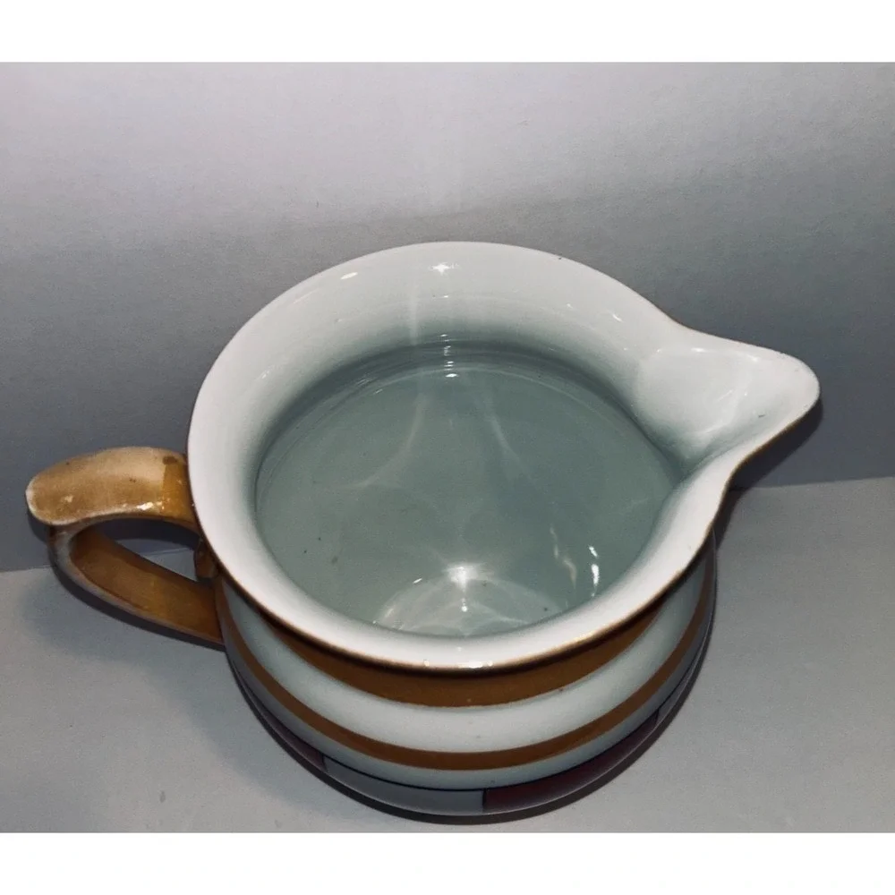 Antique Union K Czechoslovakia Art Deco Lusterware Pitcher Checkerboard Red Blue